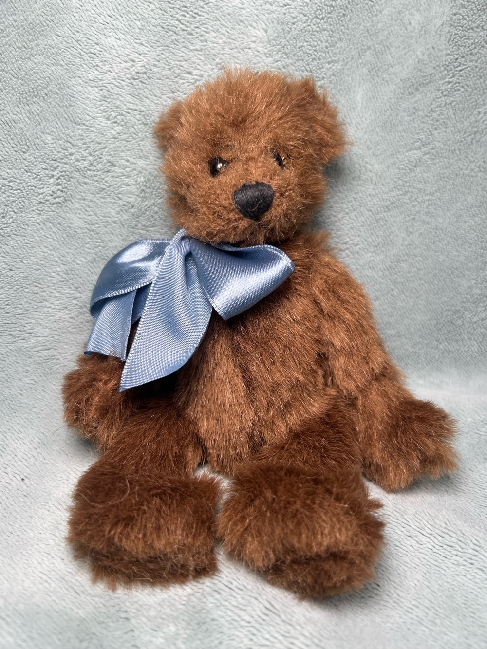 Brown Plush Teddy Bear with Blue Bow - Home Accent